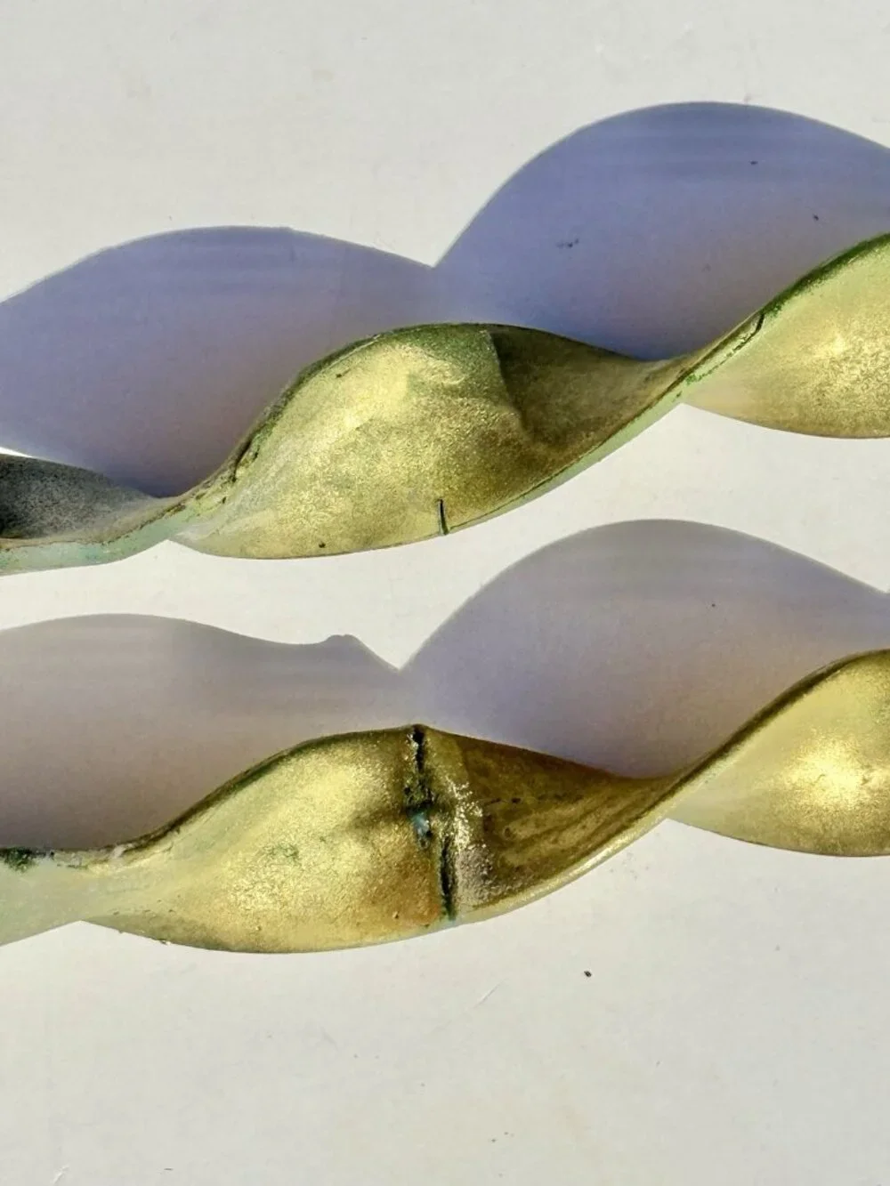 Hurd Beeswax Taper Candles St Helena CA Twisted Gold Green